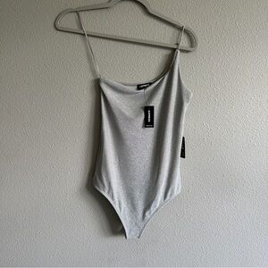 NWT Express Silver One Shoulder Bodysuit Small